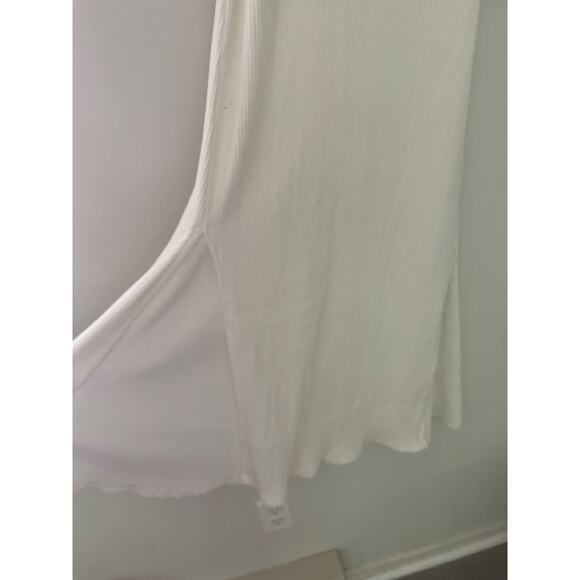 NWT Zara Ribbed Midi Dress Large White Strappy Side Slit Belted Causal Neutral - Picture 9 of 13